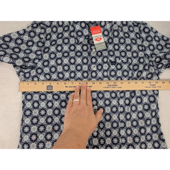 Cinch Long Sleeve‎ Button Up Shirt Womens Large Blue Floral Geometric Print NWT - Picture 5 of 8